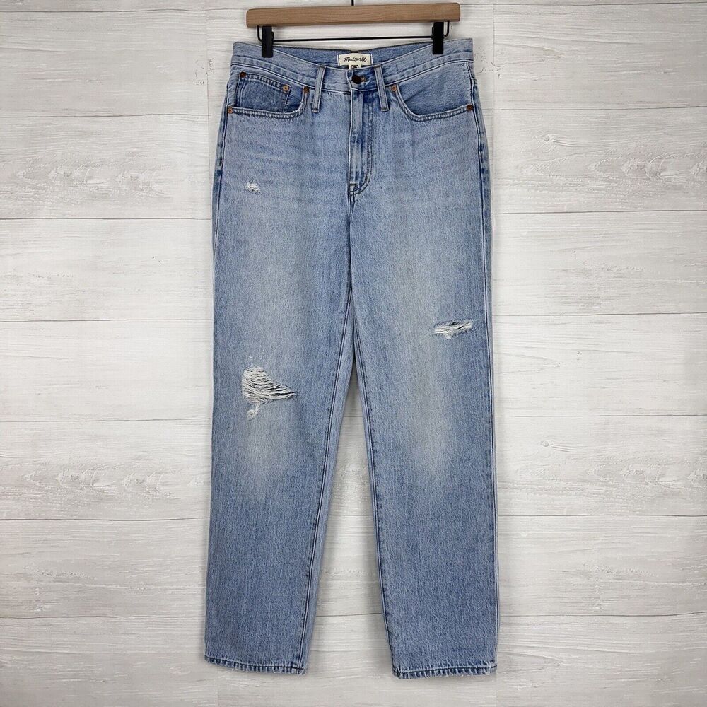 Madewell Relaxed Jeans Womens 27 Blue Light Wash in Cresthaven Ripped Edition